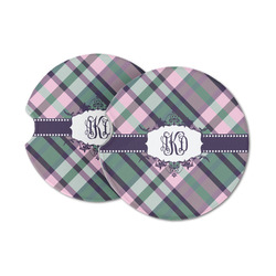 Plaid with Pop Sandstone Car Coasters (Personalized)