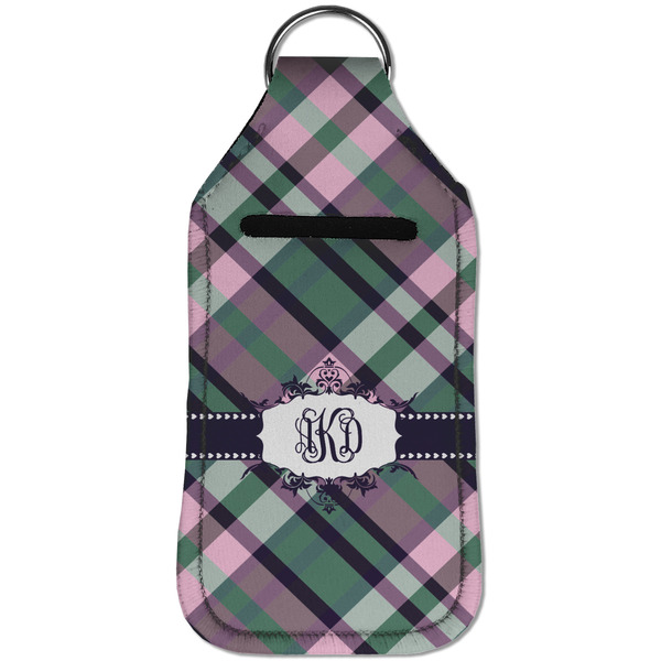 Plaid with Pop Sanitizer Holder Keychain - Large (Front)