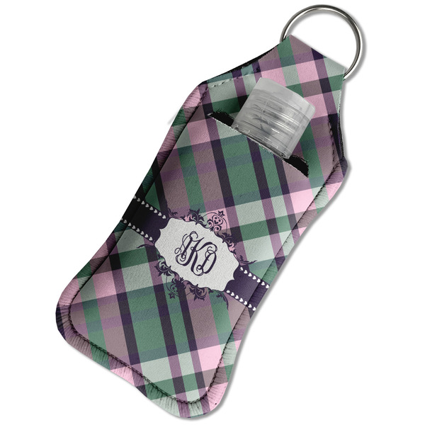 Plaid with Pop Sanitizer Holder Keychain - Large in Case