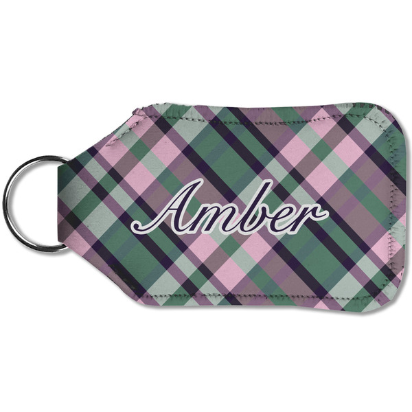 Plaid with Pop Sanitizer Holder Keychain - Small (Back)