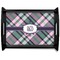 Plaid with Pop Black Wooden Tray - Large (Personalized)