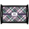 Plaid with Pop Black Wooden Tray - Small (Personalized)