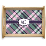 Plaid with Pop Natural Wooden Tray - Large (Personalized)