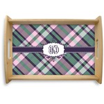 Plaid with Pop Natural Wooden Tray - Small (Personalized)