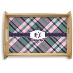 Plaid with Pop Natural Wooden Tray - Small (Personalized)