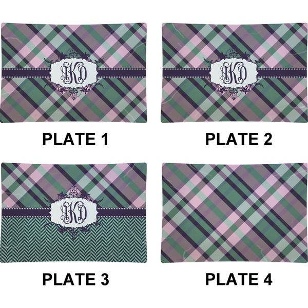 Plaid with Pop Set of Rectangular Appetizer / Dessert Plates (Approval)