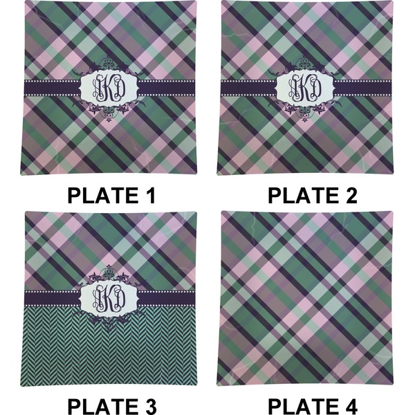 Plaid with Pop Set of Square Dinner Plates (Approval)