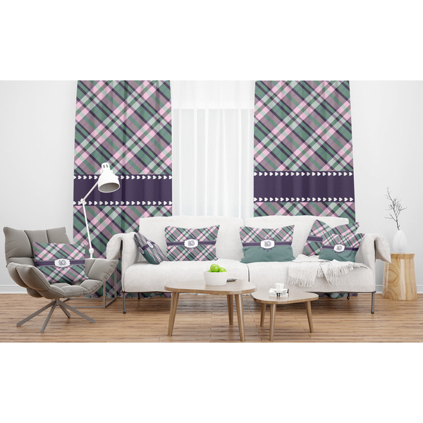 Plaid with Pop Sheer and Custom Curtains in Room with Matching Pillows