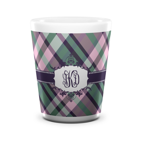 Plaid with Pop Shot Glass - White - FRONT