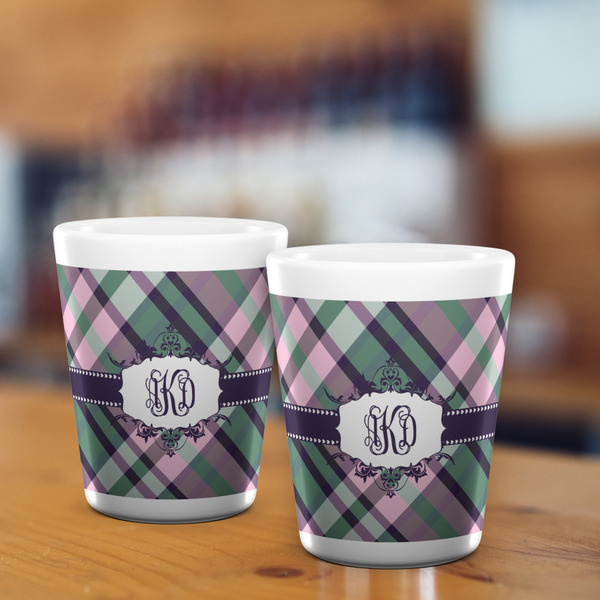 Plaid with Pop Shot Glass - White - LIFESTYLE