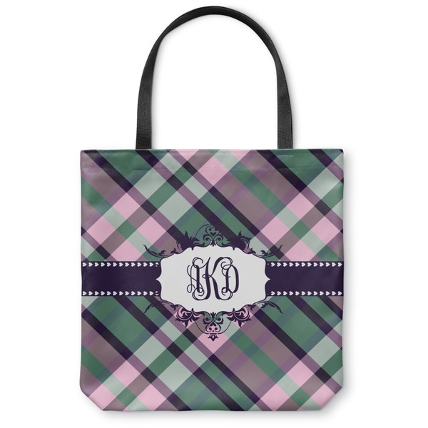 Custom Plaid with Pop Canvas Tote Bag - Large - 18"x18" (Personalized)