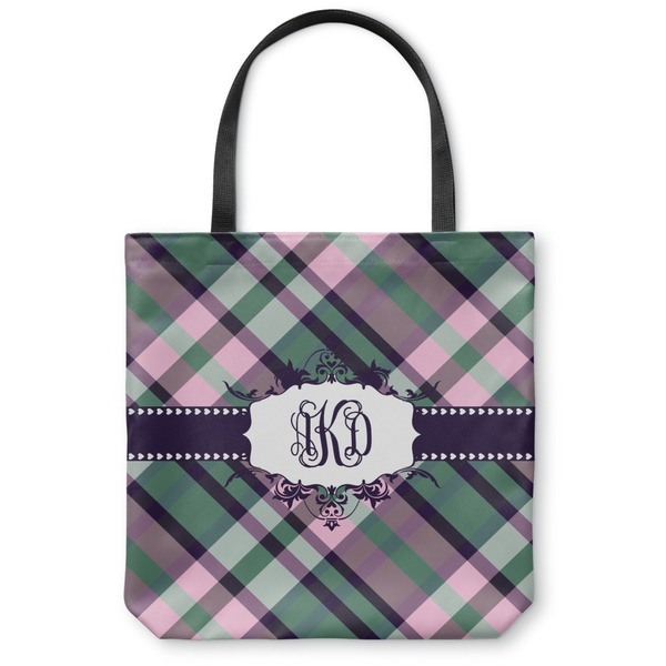 Custom Plaid with Pop Canvas Tote Bag - Medium - 16"x16" (Personalized)