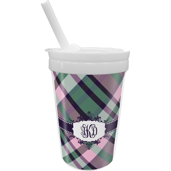 Custom Plaid with Pop Sippy Cup with Straw (Personalized)