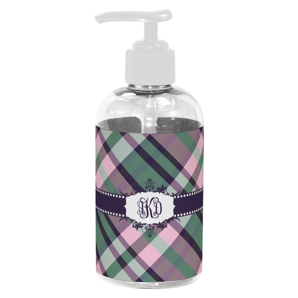 Custom Plaid with Pop Plastic Soap / Lotion Dispenser (8 oz - Small - White) (Personalized)