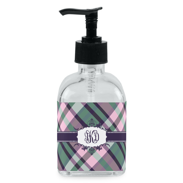 Custom Plaid with Pop Glass Soap & Lotion Bottle - Single Bottle (Personalized)