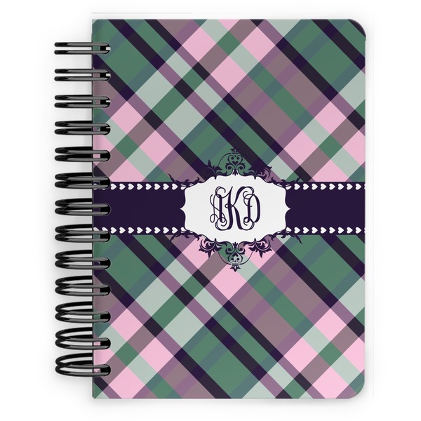 Custom Plaid with Pop Spiral Notebook - 5x7 w/ Monogram
