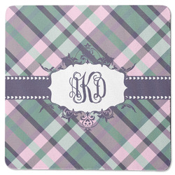 Plaid with Pop Square Rubber Backed Coaster (Personalized)