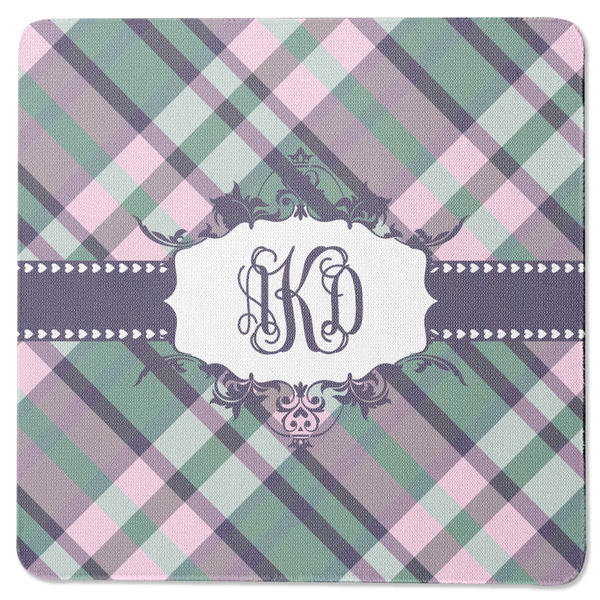 Custom Plaid with Pop Square Rubber Backed Coaster (Personalized)