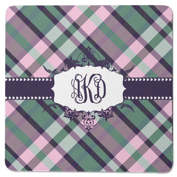Plaid with Pop Square Coaster Rubber Back - Single