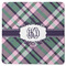 Plaid with Pop Square Rubber Backed Coaster (Personalized)