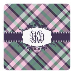 Plaid with Pop Square Decal - XLarge (Personalized)