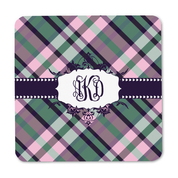 Plaid with Pop Square Fridge Magnet - FRONT