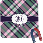 Plaid with Pop Square Fridge Magnet (Personalized)