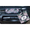 Plaid with Pop Square Luggage Tag & Handle Wrap - In Context