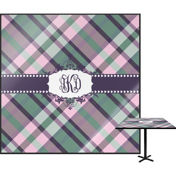 Custom Plaid with Pop Square Table Top (Personalized)