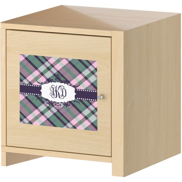 Plaid with Pop Square Wall Decal on Wooden Cabinet