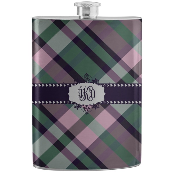 Custom Plaid with Pop Stainless Steel Flask (Personalized)