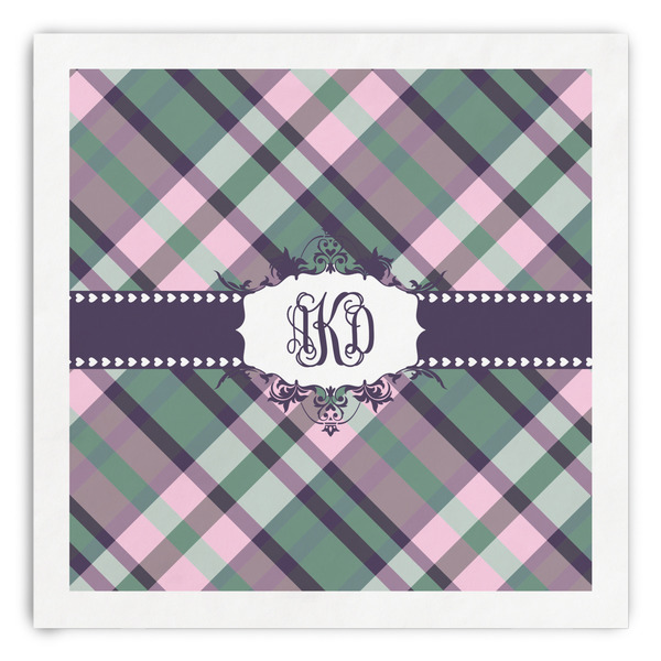 Custom Plaid with Pop Paper Dinner Napkins (Personalized)