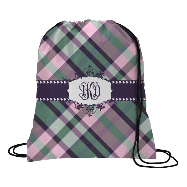 Custom Plaid with Pop Drawstring Backpack (Personalized)