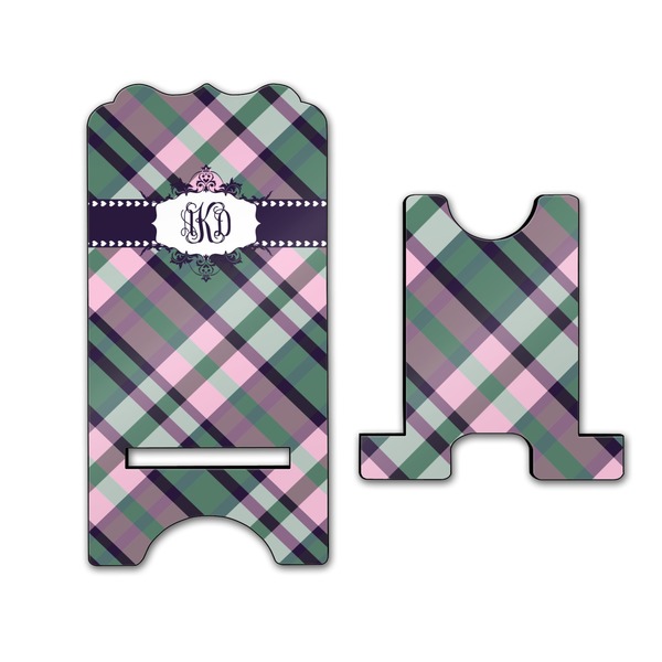 Plaid with Pop Stylized Phone Stand - Front & Back - Large