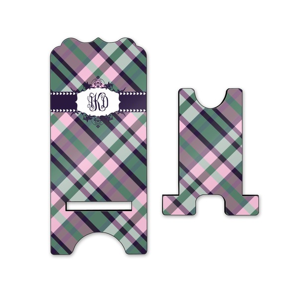 Plaid with Pop Stylized Phone Stand - Front & Back - Small