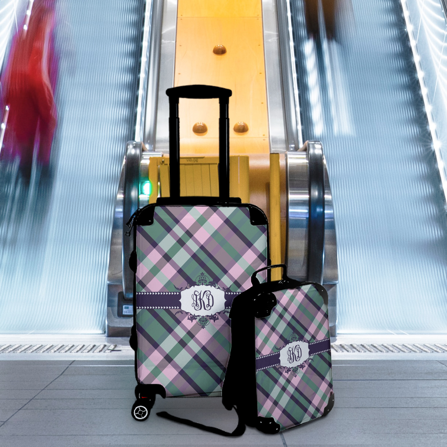 Custom Plaid with Pop Kids 2-Piece Luggage Set - Suitcase & Backpack  (Personalized)
