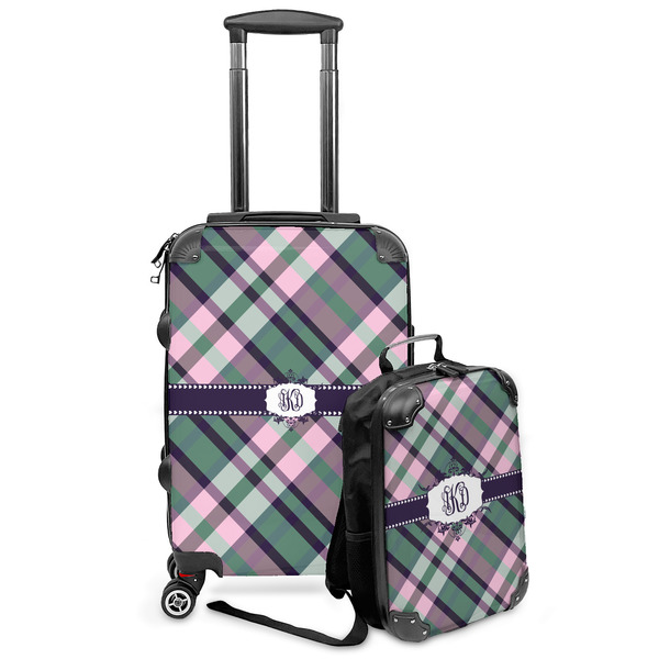 Custom Plaid with Pop Kids 2-Piece Luggage Set - Suitcase & Backpack (Personalized)