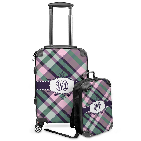 Custom Plaid with Pop Kids 2-Piece Luggage Set - Suitcase & Backpack (Personalized)