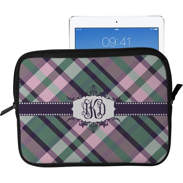 Custom Plaid with Pop Tablet Case / Sleeve - Large (Personalized)