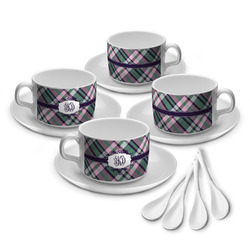 Plaid with Pop Tea Cup - Set of 4 (Personalized)