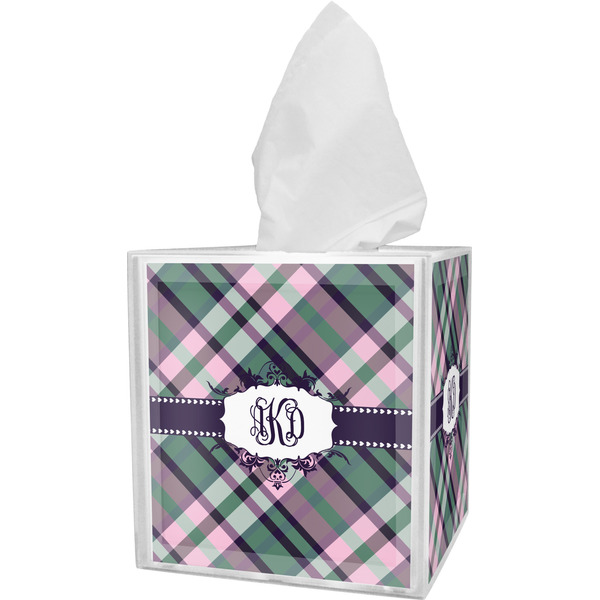 Custom Plaid with Pop Tissue Box Cover (Personalized)
