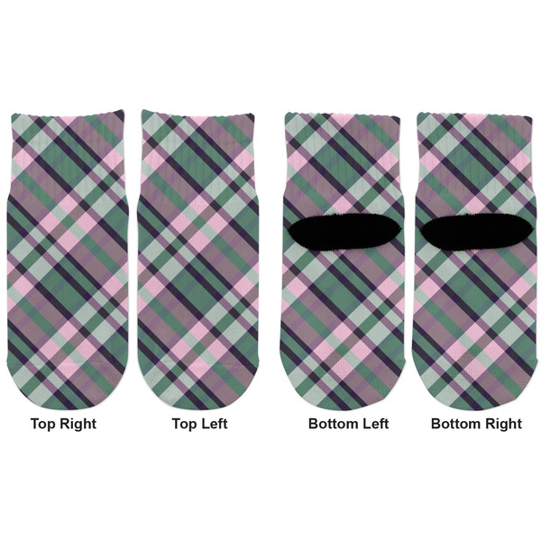Plaid with Pop Toddler Ankle Socks - Double Pair - Front and Back - Apvl