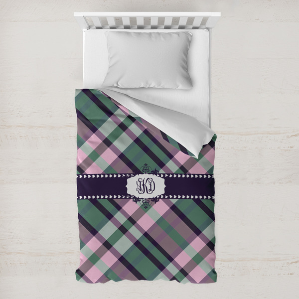 Custom Plaid with Pop Toddler Duvet Cover w/ Monogram