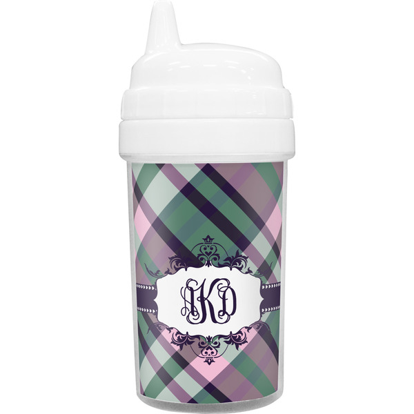 Custom Plaid with Pop Toddler Sippy Cup (Personalized)