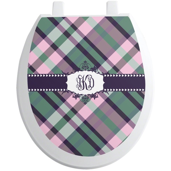 Custom Plaid with Pop Toilet Seat Decal - Round (Personalized)