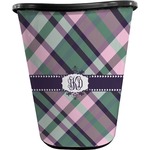 Plaid with Pop Waste Basket - Double Sided (Black) (Personalized)