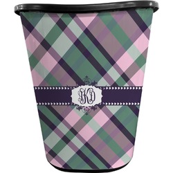 Plaid with Pop Waste Basket - Single Sided (Black) (Personalized)