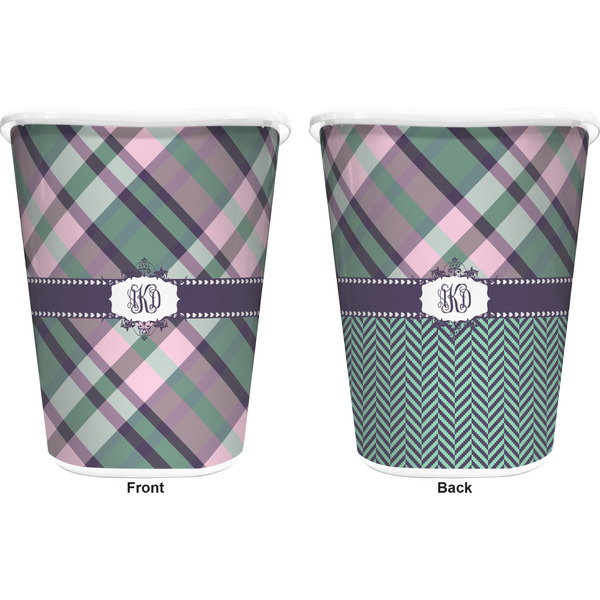 Plaid with Pop Trash Can White - Front and Back - Apvl