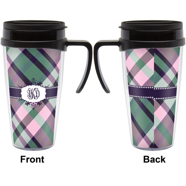 Plaid with Pop Travel Mug with Black Handle - Approval