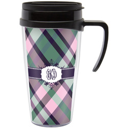 Plaid with Pop Acrylic Travel Mug with Handle (Personalized)